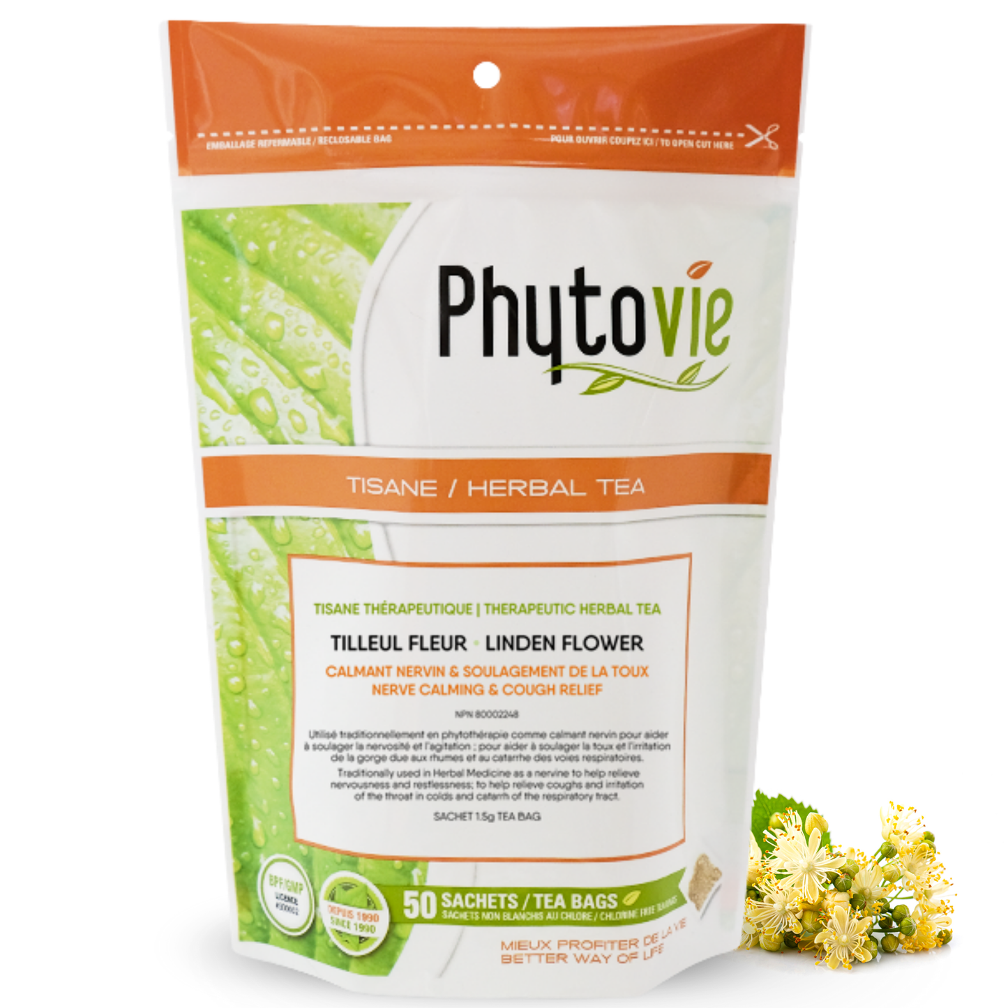 Tilleul fleur | Calmant nervin & soulagement de la toux | 50 Sachets