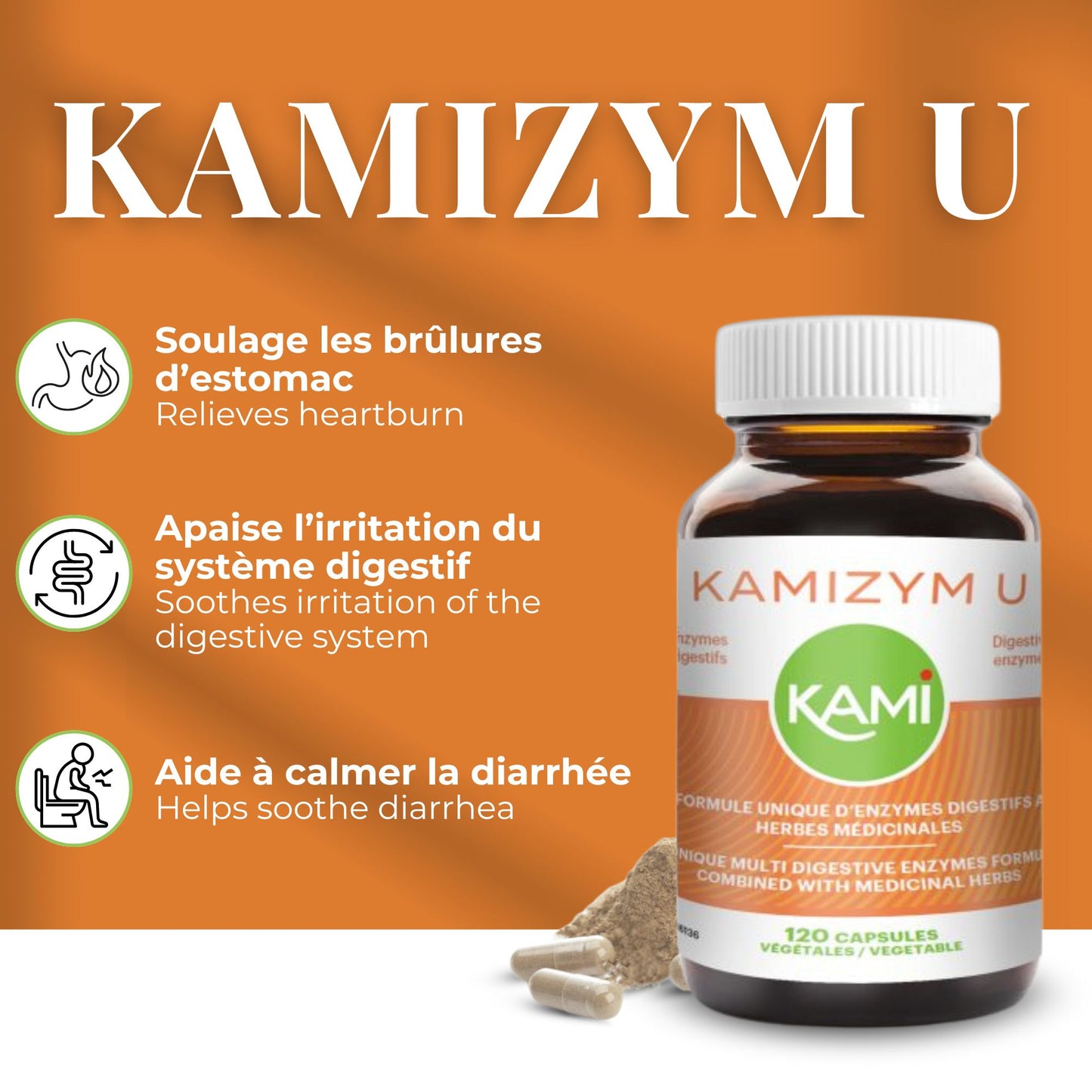 Kamizym-U | Heartburn Relief | 120 Capsules