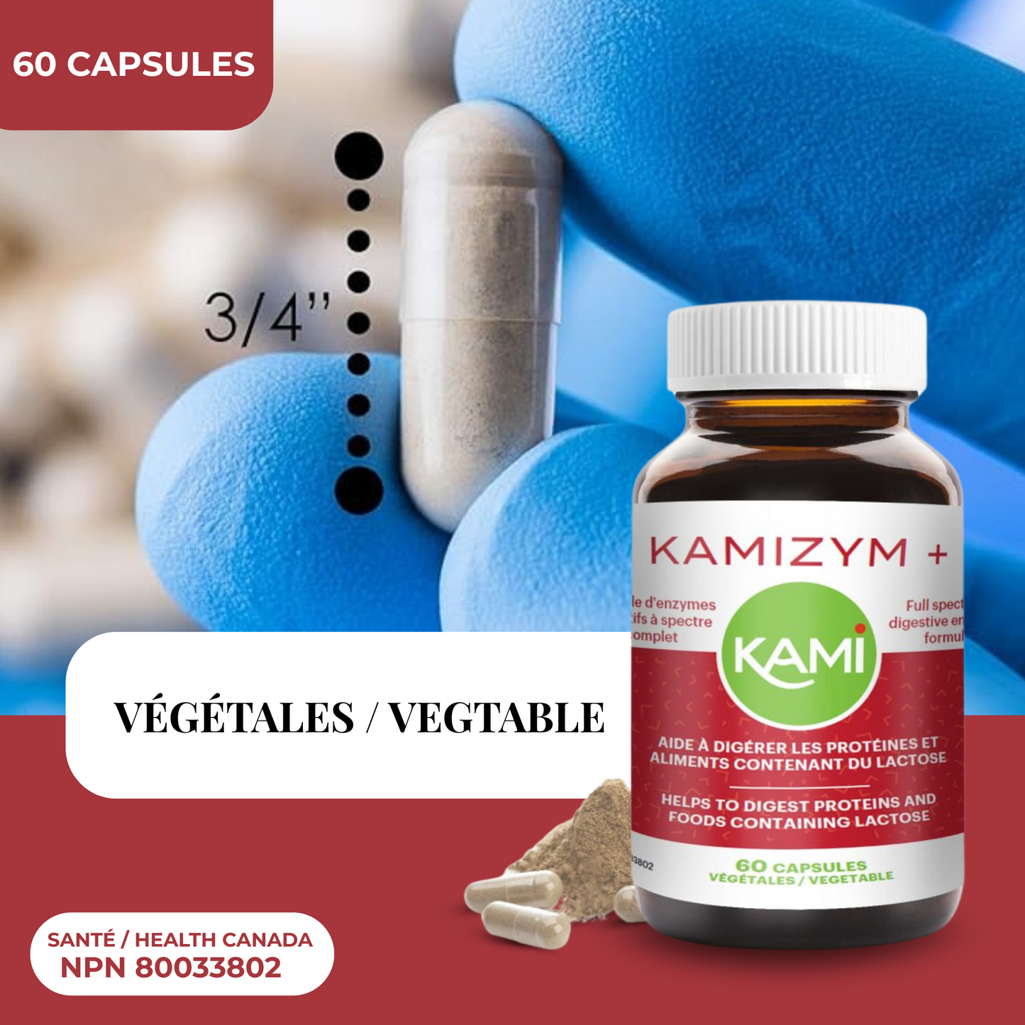 KAMIZYM + | Digestion, ballonnements & gaz intestinaux | 60 capsules