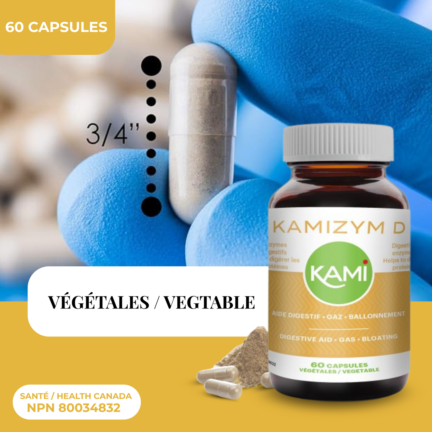 KAMIZYM-D |Soutien digestif après repas| 60 Capsules