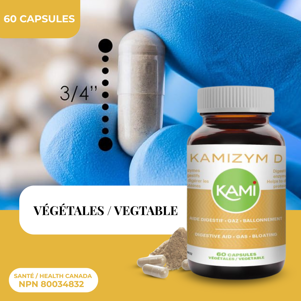 KAMIZYM-D | After-meal digestive support | 60 Capsules