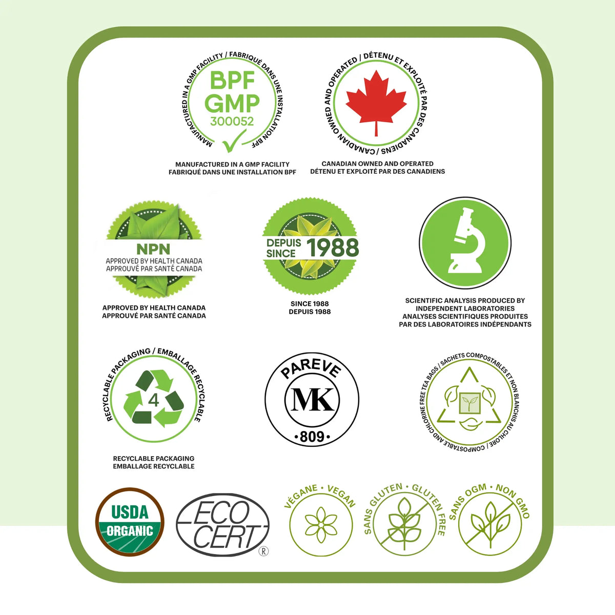 Certifications et standards de qualité de la tisane d’épilobe Phytovie incluant certification BIO, ingrédients naturels et fabrication contrôlée