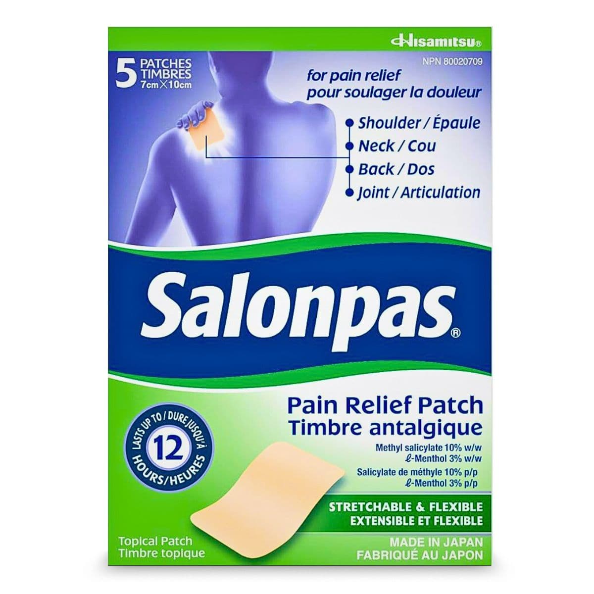 Salonpas® Timbre antidouleur 12 heures (5 timbres)