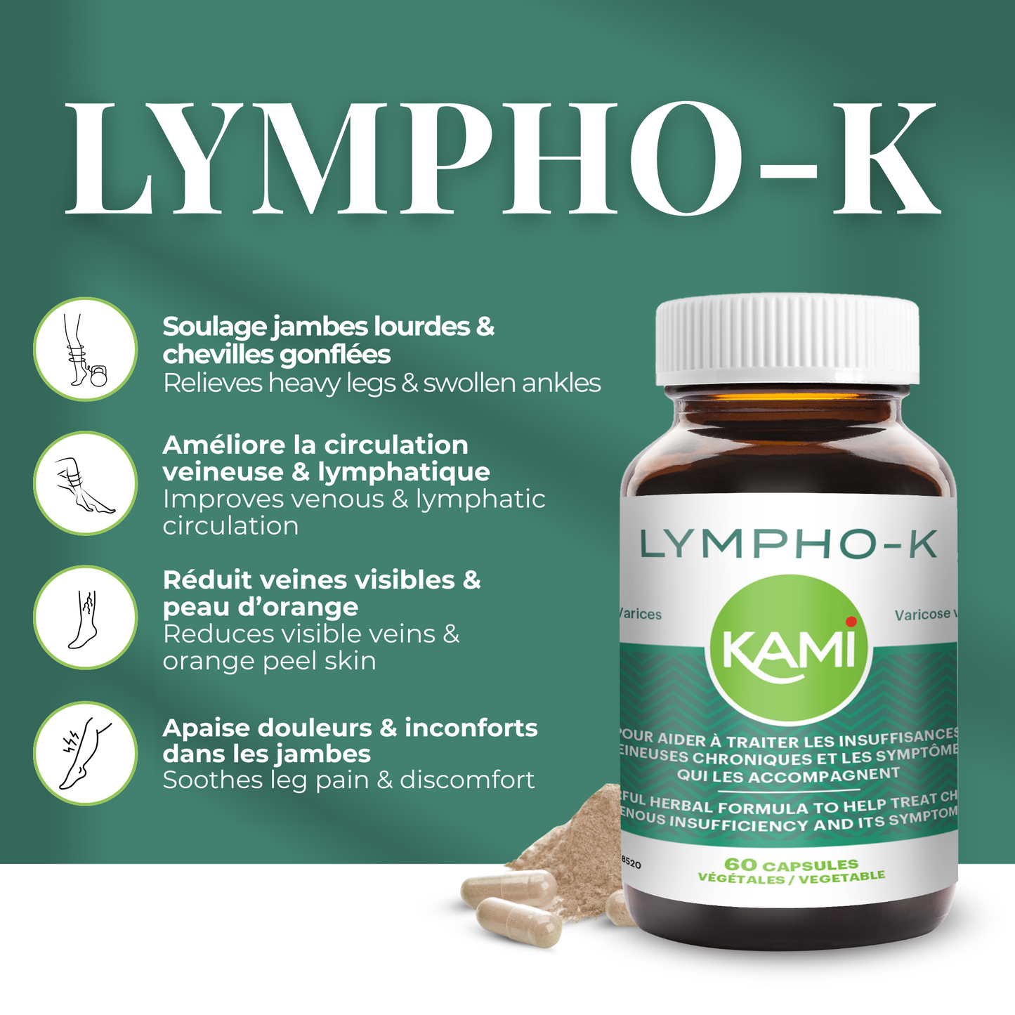 LYMPHO-K  | Insuffisances veineuses chroniques | 60 capsules