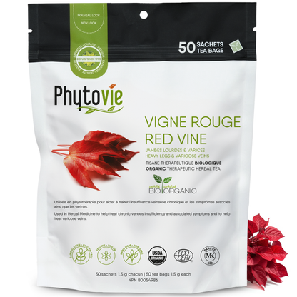 Sachet tisane Vigne rouge BIO PHYTOVIE pour varices et jambes lourdes