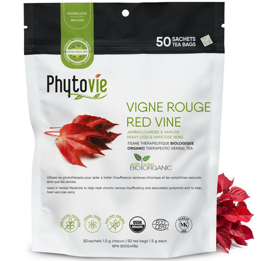 Sachet tisane Vigne rouge BIO PHYTOVIE pour varices et jambes lourdes