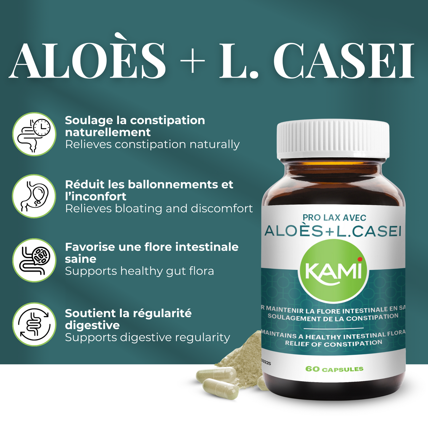 ALOÈS + L. CASEI | Harmonie digestive naturelle & laxatif | 60 capsules