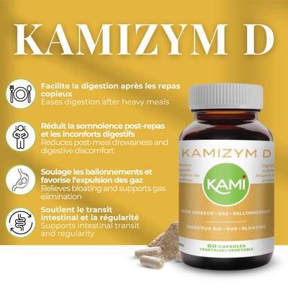 KAMIZYM-D |Soutien digestif après repas| 60 Capsules