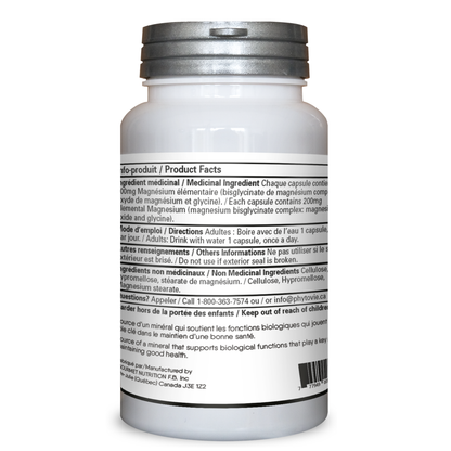 Bisglycinate de magnésium | Os, dents & muscle cardiaque |  60 capsules