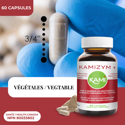 KAMIZYM + | Digestion, ballonnements & gaz intestinaux | 60 capsules