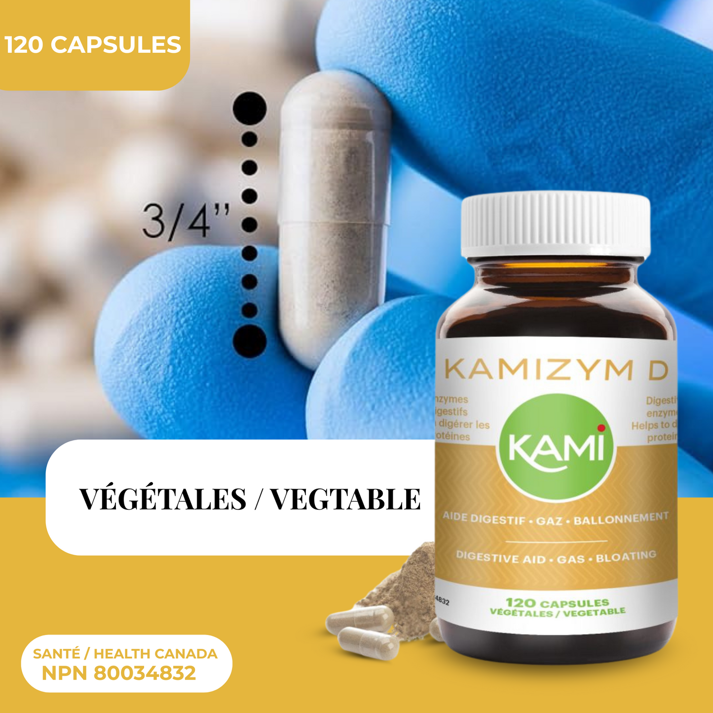 Kamizym-D | Soutien digestif après repas | 120 capsules