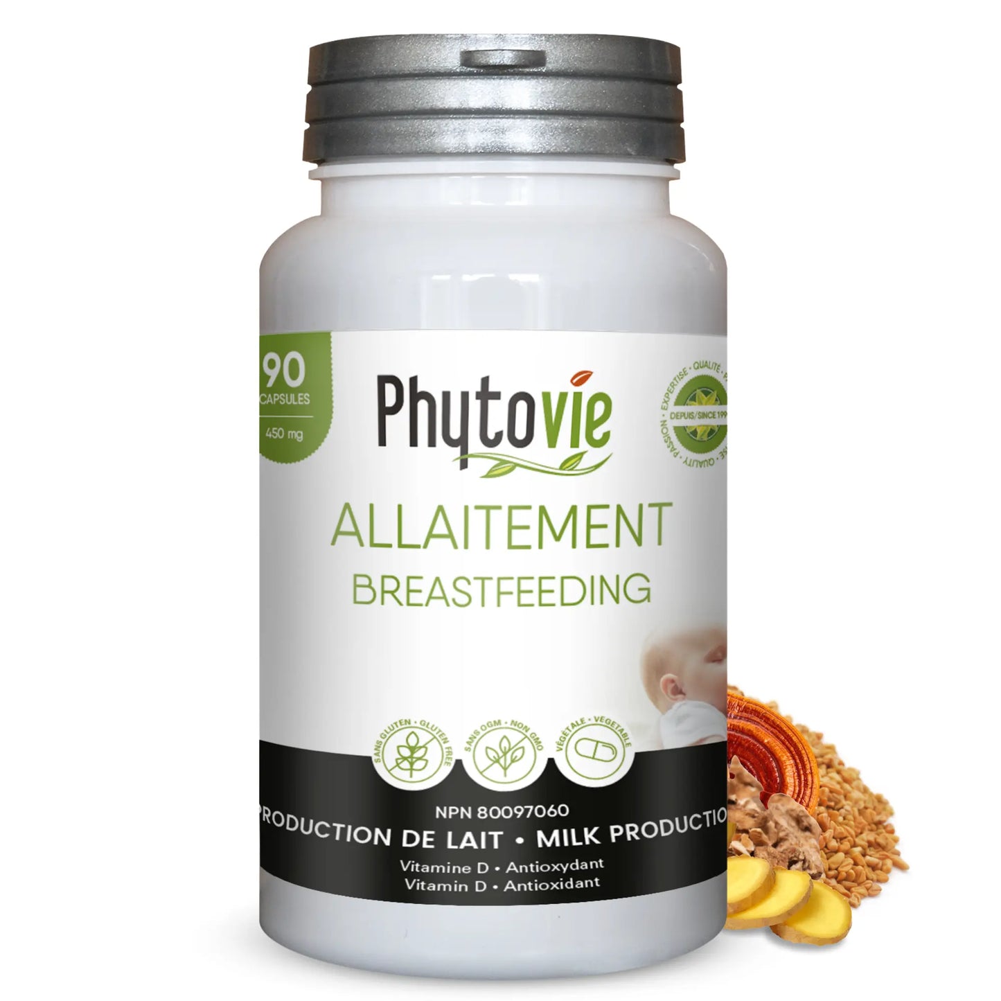 Capsules Allaitement Phytovie 90 capsules, supplément naturel formulé pour aider à soutenir la production de lait maternel