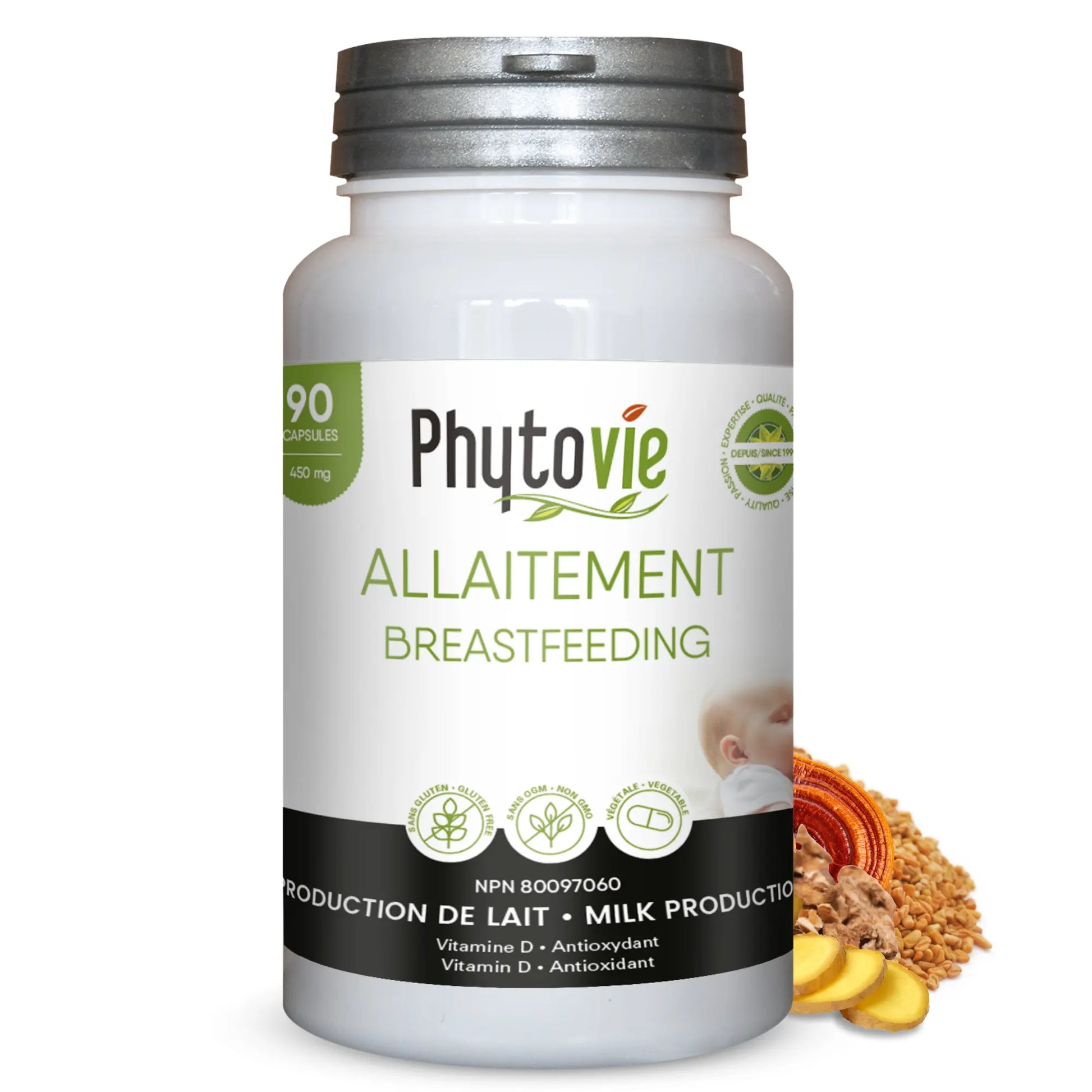 Capsules Allaitement Phytovie 90 capsules, supplément naturel formulé pour aider à soutenir la production de lait maternel