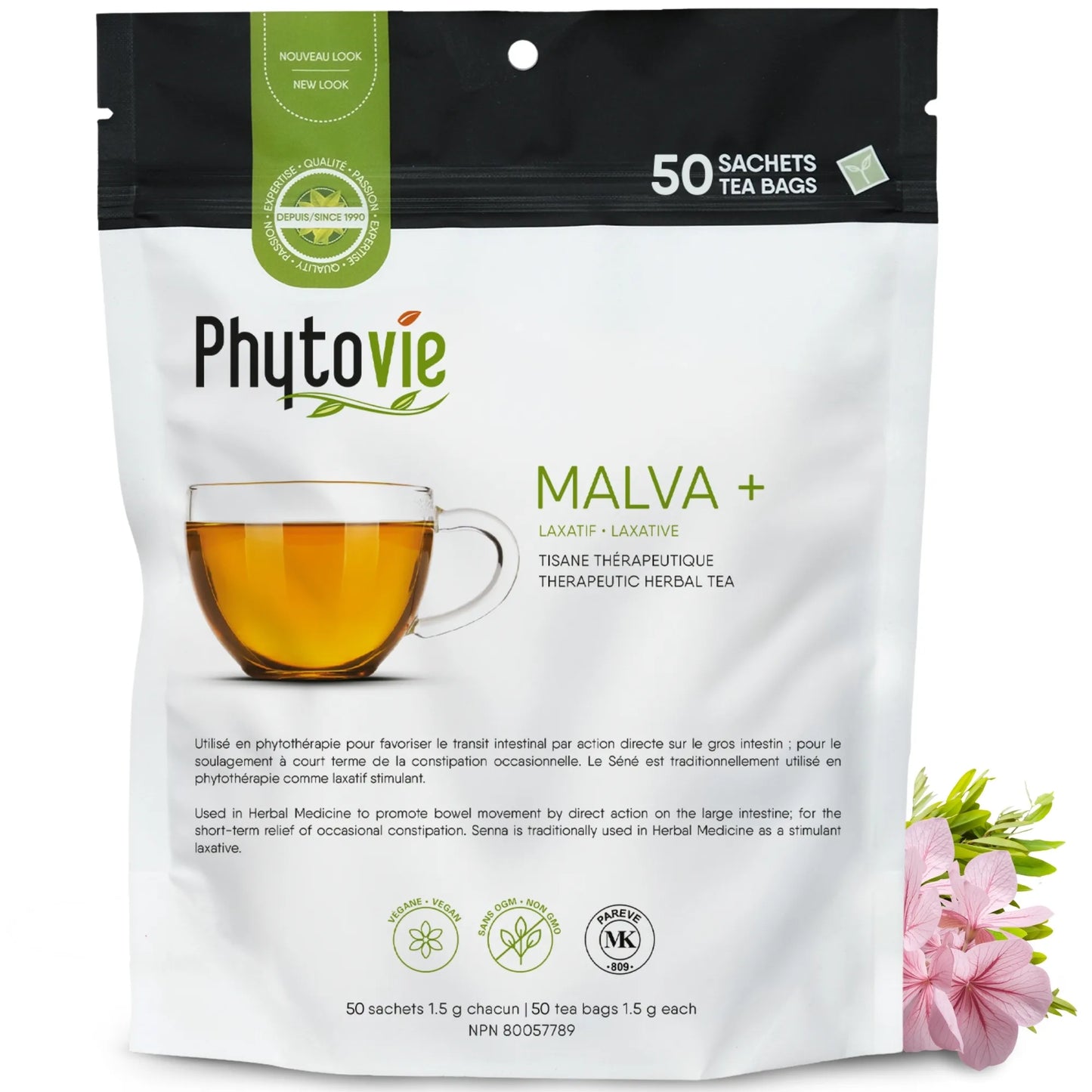 Bienfaits de la tisane Malva et Séné utilisée traditionnellement pour soulager la constipation occasionnelle et soutenir le transit intestinal